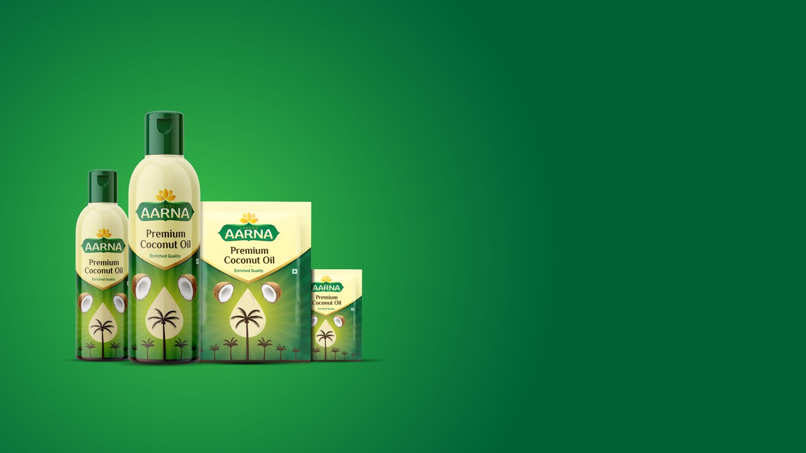 Lakgro Aarna Coconut Oil Package Design &mdash; FMCG & packaging identity and packaging by Easton Media.